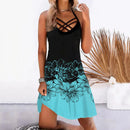 the HOT GIRL SUMMER - Beach Printed Sleeveless Boho Casual Hollow Out Short Dress for Women
