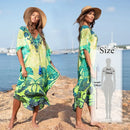 the BOHO KAFTAN - Bohemian Printed V-Neck Batwing Sleeve Long Loose Summer Moroccan Kaftan Dress for Women