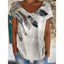 the ANCIENT - Indian Elephant Geometry 3D Print Streetwear V-Neck Oversized T-Shirts for Women