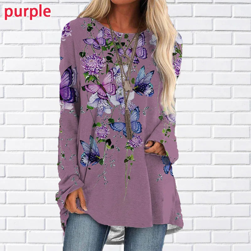 Floral T shirts Floral Painting 3d Print Long Sleeve T-shirt Women Fashion T-shirt Long Tshirt Women Tunics Tops y2K Clothing