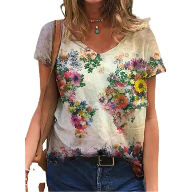 Oversized Summer Women Tops Fashion Short Sleeve 3d Flower Print Beauty T Shirt Streetwear Loose Harajuku Casual Female Clothing