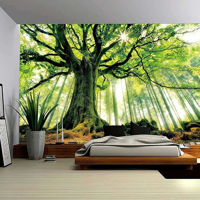 the ENCHANTED FOREST - Natural Forest Tree Wall Tapestry, 3D Printed Wall Art, Wall Hanging Bedroom Living Room Dormitory Decoration