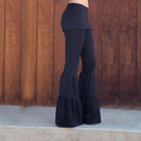the BELL BOTTOM - Women's Gypsy Boho Yoga Long Skinny Leggings Low Waist Pants Wide Leg Flared Dance Bottoms