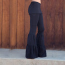 the BELL BOTTOM - Women's Gypsy Boho Yoga Long Skinny Leggings Low Waist Pants Wide Leg Flared Dance Bottoms