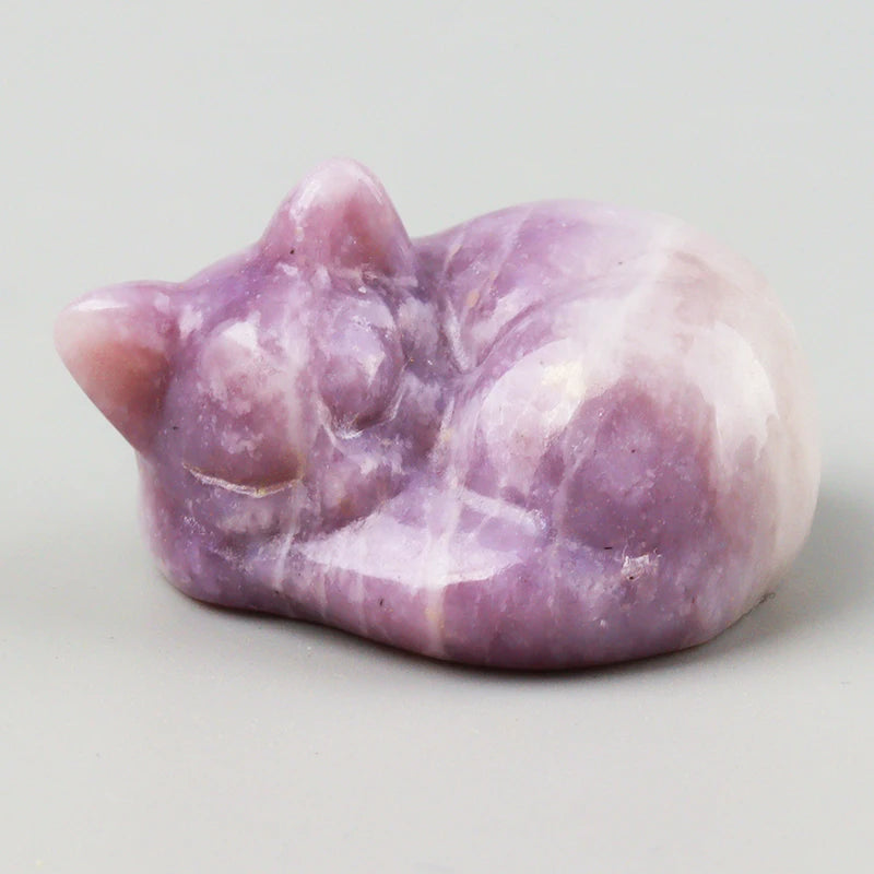 the SLEEPING KITTY - Various Crystal Energy Stones Carved Cats Rose Quartz Kitten Figurine, Natural Stone, Jade Mini Sleeping Cat, Chakra, Home Decor