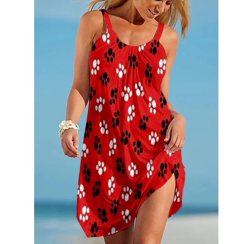 Summer Sunflower Beach Dress for Women 3D Print Vacation Party Sundress Ladies Casual Sleeveless Beachwear Female Traf Clothing