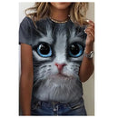 the CAT CRAZY LADY - Summer 3D Printing Cute Cat Fashion Short Sleeve Oversized T-Shirts for Women