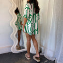 the ROMPER BOHO - Fashion Boho Romper Shorts Oversized Button-Down Shirt Sleeve Wide Leg Short Jumpsuit Vacation Outfits