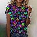 3D Printed Funny Mushroom T-Shirt For Women Plant Pattern Tees Summer Casual O-Neck Tops Short Sleeves Loose T Shirts Streetwear