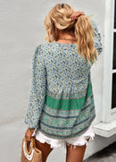 the BAGGY BOHO - Boho Floral Blouse V-Neck Tassel Long Sleeve Bohemian Summer Fashion Shirt for Women