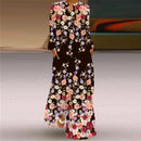 the RUNWAY BOHO - Elegant Bohemian Retro Style Large Swing Long V-Neck Long Sleeved Pocket Printed Loose Dress for Women