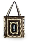 the CANCUN BOHO - Bohemian Crochet Women Shoulder Bags, Knitting Large Capacity Tote Bag, Casual Lady Handbags, Big Shopper Purses/Summer Beach Bags