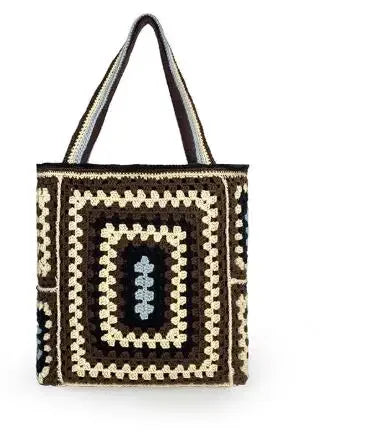 the CANCUN BOHO - Bohemian Crochet Women Shoulder Bags, Knitting Large Capacity Tote Bag, Casual Lady Handbags, Big Shopper Purses/Summer Beach Bags