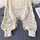 the BOHEMIAN LACE - Knitted Tassel Crochet Hollow Out Smock Sleeve Shirts for Women