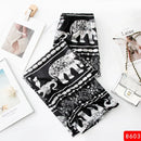 the SACRED ELEPHANT - Wide Leg High Waist Elephant Print Thin Straight Casual Bottoms Boho Pants