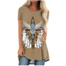 the TRIBAL - Western Aztec 3D Print Short Sleeve Oversized Tunic Tops for Women