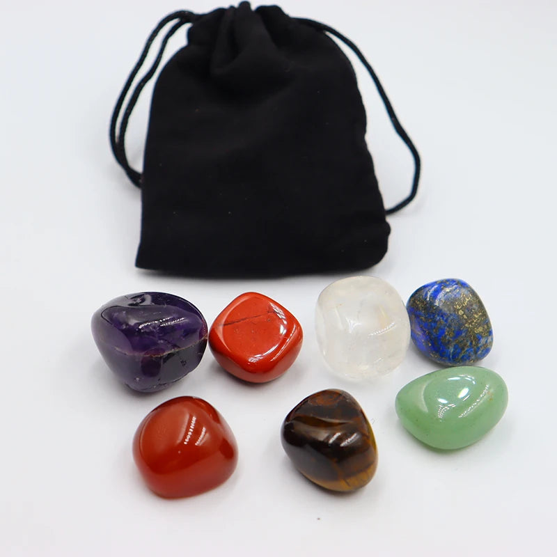 the CHAKRA STONES - 7Pc/Set Natural Crystal Yoga Polished Energy Stone Agate Chakra Reiki Healing Home Decoration Collection Popular Stones