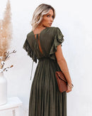 the BEACH BOHO - Summer Long Bikini Cover Ups Solid V-Neck Kimono Beach Lace Up Anti-Sun Swim Bohemian Sarong Dress for Women