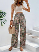 the BOHEMIAN - Women's Summer Retro Style Fashion Versatile Printed Elastic Waist Wide Leg Pants