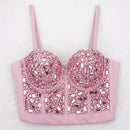 the JEWELED POPSTAR - Sexy Club Corset Streetwear Casual Camis Summer Party Fashion Tank Tops
