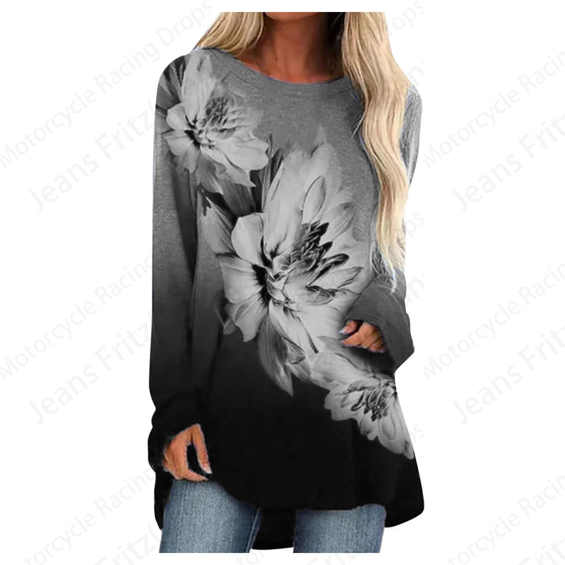 Floral Dandelion 3d Print Long Sleeve T-shirts Women Fashion T-shirt Femme Tops Tees Long Tops Lady Tshirt Tunic Women Clothing