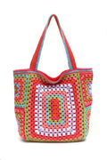 the CANCUN BOHO - Bohemian Crochet Women Shoulder Bags, Knitting Large Capacity Tote Bag, Casual Lady Handbags, Big Shopper Purses/Summer Beach Bags