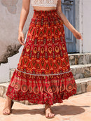 the PRAIRIE BOHO - Bohemian Printed A-Line Long Skirts