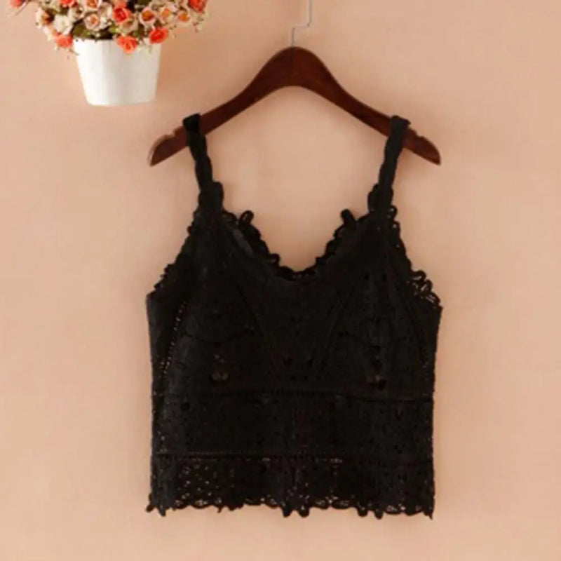 V-neck Vest Tops Women Summer Sleeveless Crochet Knitting Tops Hollow Lace Knitted Sling Tops Streetwear ropa de mujer