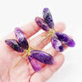 the DRAGONFLY - 2pcs Natural Mixed Material Energy Reiki Stone Dragonfly Carving Decoration Crystal Quartz Healing High Quality Gemstone For Gift