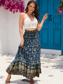 the PRAIRIE BOHO - Bohemian Printed A-Line Long Skirts