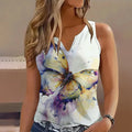 2024 Summer Lightweight And Simple Street Dragonfly Print Casual Large V-neck Tank Top Fashionable And Comfortable Women's Top