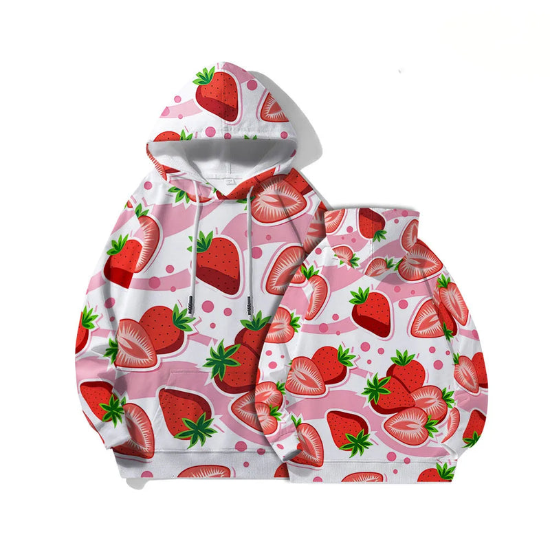 Cute Strawberry Pattern 3D Print Hoodies Women Men Fashion Long Sleeve Hooded Sweatshirts Streetwear Pullovers Female Clothing