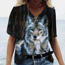 the WOLF PACK - Women's Animal Wolf 3D Print Fashion V-Neck Graphic T Shirts