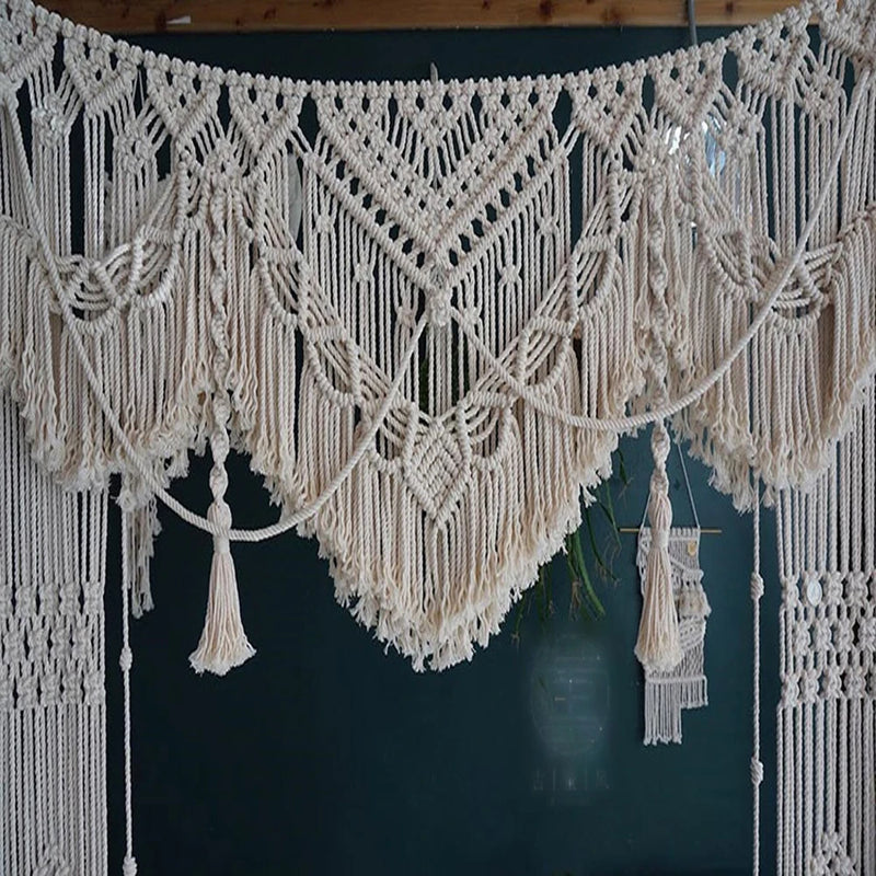 the BOHO CURTAIN - Nordic Handmade Cotton Wall Hanging Tapestry, Macrame Wedding Backdrop Curtain, Bohemia Tassel Wall Art, Boho Home Decor