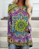the MANDALA - Vintage European Pattern 3D Print Fashion Long Sleeve Tops for Women