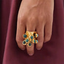 the CLUSTER - Vintage Natural Stone Malachite Glass Multi-Pendant High-Grade Fringe Open Ring
