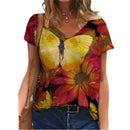 the PAINTED EASEL - Oversized Fashion Short Sleeve 3D Flower Print Loose Casual Female Clothing T-Shirts
