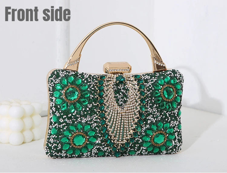 the TREASURE - Rhinestone Beaded Clutch Evening Bag, Women Wedding Party Purse, Evening Banquet Bag