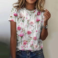 2024 Top Women Flower Printed Women's T-Shirt Oversized T-Shirt Popular Clothes Women Clothing Short Sleeve Tee Blouse