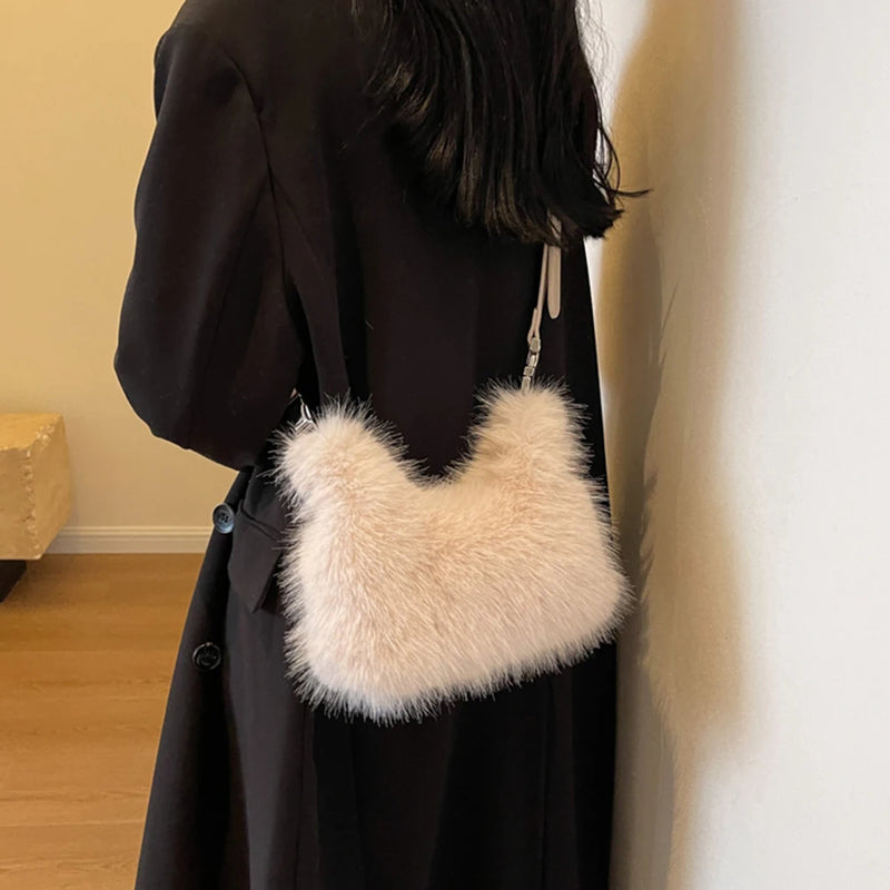 the FUR BALL - Plush Shoulder Bag, Women Soft Fluffy Crossbody Bag, Faux Fur Luxury Handbag, Winter Women's Bag, Clutch Purse for Women