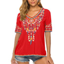 the NAVAJO - Summer 3D Print V-Neck Retro Women Boho Oversized T-Shirts for Women