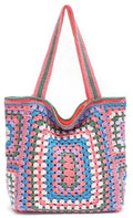 the CANCUN BOHO - Bohemian Crochet Women Shoulder Bags, Knitting Large Capacity Tote Bag, Casual Lady Handbags, Big Shopper Purses/Summer Beach Bags