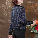 the BRUNCH BLOUSE - Round Neck Plant & Flowers Printing Pullover Lantern Long Sleeve Elegant Casual Loose Tops