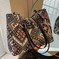 the AZTEC BOHO - Women's Canvas Shoulder Bags, Large Capacity Handbags, Retro Ethnic Bag Casual Purse