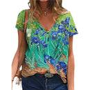 the VAN GOGH - Summer Van Gogh Oil Painting 3D Print V-Neck Tees Oversized T-Shirts for Women