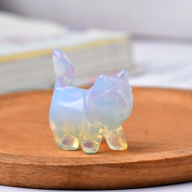 the STONE KITTY - Opal Ruby Kitten Cute Gift Home and Decoration Room Decor Natural Stone Crystals Crystal Aquarium Quartz Stones