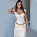 the BOHO CHIC - 2 Piece Set Women Outfit Crop Top and Skirt Sets Fashion Summer Outfits for Women Vacation Ruffle Beach Outfits
