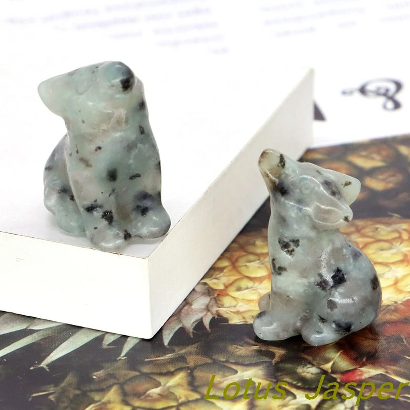 the LONE WOLF - 30mm Wolf Figurine Natural Stone Crystal Amethyst Opalite Quartz Healing Animal, Hand Carved Reiki Crafts Home Decor Gift