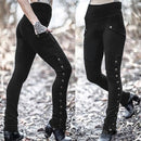 the STEAMPUNK - Women Medieval Gothic Steampunk Rivet Split Leg Elastic Pocket Pencil Pants