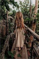 the CASTAWAY - Casual Bohemian Loose Cotton Skirt with Drawstring and Big Pockets